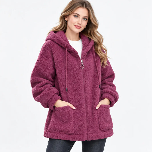 🔥❄️ Zimowy Must-Have 2026 | Damska Kurtka Pluszowa z Kapturem M–4XL – Ciepła, Miękka i Wygodna na Chłodne Dni ✨