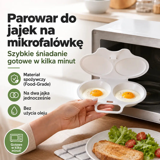 🎁 1+2 GRATIS! 🥚 Jajka z mikrofali w kilka minut! 🍳 Bez oleju, bez bałaganu – parowar na 2 jajka