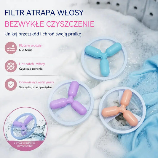 🌀 6 szt. tylko 99 zł! 🧺🐾 Koniec z sierścią na ubraniach! Pływające filtry do pralki – zbierają sierść, włosy i kłaczki podczas każdego prania ✨