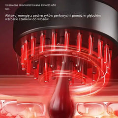 ✨ Grzebień do pielęgnacji skóry głowy 4w1 – światło czerwone i niebieskie, mikroprądy, masaż i aplikator serum 💆‍♀️