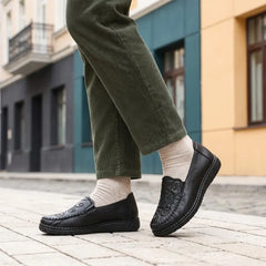 🌸Damskie, haftowane, wsuwane, płaskie buty z miękką podeszwą – oddychające, antypoślizgowe i komfortowe buty do chodzenia dla seniorów