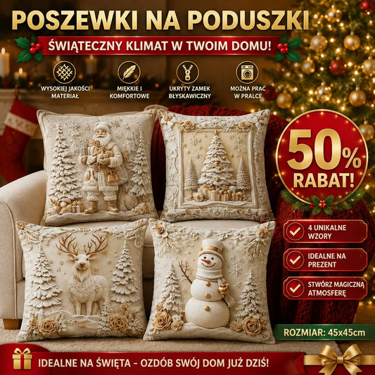 【Zestaw 4 elementów】🎅Wyprzedaż świąteczna 49% TANIEJ🎄Poszewka na poduszkę z motywem świątecznym