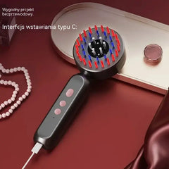 ✨ Grzebień do pielęgnacji skóry głowy 4w1 – światło czerwone i niebieskie, mikroprądy, masaż i aplikator serum 💆‍♀️