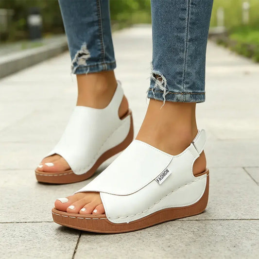 👟[Rozmiary 36-43] ✨️Damskie sandały na koturnie z prawdziwej skóry – miękka podeszwa – wsparcie łuku stopy